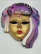 Venetian Ceramic Carnival Mask Hand Painted Wall Hanging Decor Made in Italy