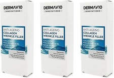 Derma V10 Deep Wrinkle Anti-Ageing Collagen Filler Face Cream 15ml 3 Pack