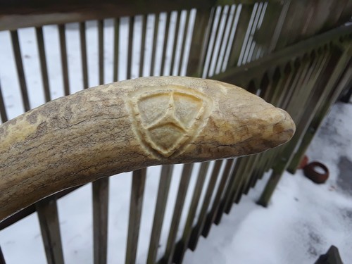 Vintage carved antler walking