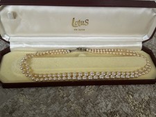 Lotus Vintage Faux Pearl Necklace with Decorative Clasp & A Box