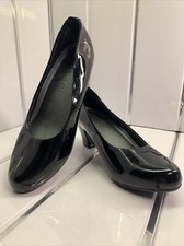 Hotter Angelica Ladies Court Shoes Size 4.5 Dual Fitting Black Patent Leather