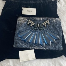 Mawi Glitter Gem And spikes Clutch Bag  Blue