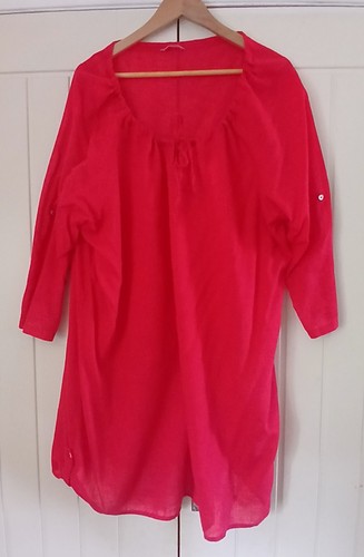 Ladies woman red linen - ladies,