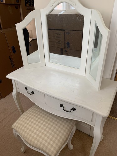 White dressing table stool and - white,