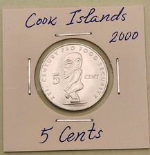 Cook Islands coin, 5 Cents,  2000. 'God Tangaroa'