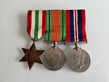 GENUINE WW2 BRITISH MEDAL GROUP X3, COURT MOUNTED. WW2 MILITARY MEDALS
