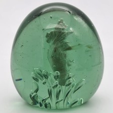 Victorian Sulphide Dump Paperweight 1.45kg 10.5cm Tall Green Bubbles Barley Hand