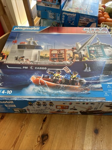 Playmobil cargo ship with boat - ship,