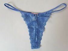 Shirley of Hollywood Blue Lace Tanga Thong Size M Designer Lingerie Knickers