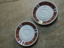 2 x RED MARINA  DUAL SAUCER  FOR CUP / SOUP BOWL  DOULTON STEELITE HOTELWARE