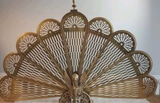 Antique brass peacock - fan, fire