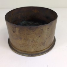 WWI British Brass Shell Case Base 1915 Trench Art Ash Tray Wine Coaster Markings