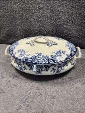 Antique W. Adams & Sons Crown Semi-Porcelain ROSE Lidded Tureen