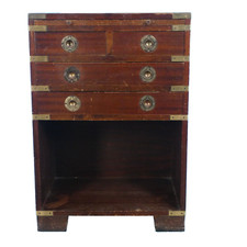 CAMPAIGN MILITARY CHEST OF DRAWERS BRASS BOUND BACHELORS BEDSIDE With TRAY