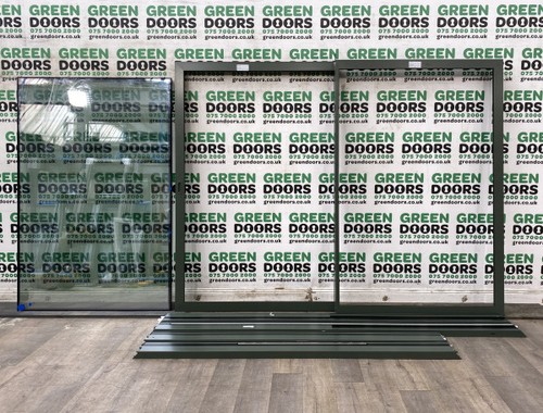 Green patio sliding doors - green,