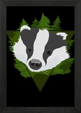 Badger In The Forest Framed