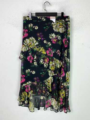 Black multi floral midi - floral,