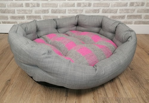 Grey pink dog cat bed - /pink,