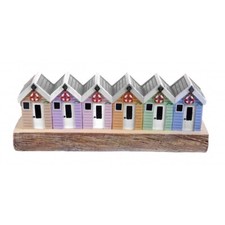 Six Beach Huts Resin Ornament
