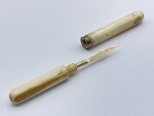 Antique Victorian Bovine & 9ct Gold Tested Traveling/ Pocket Quill Cutter