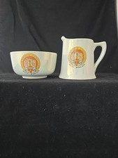 Vintage Wilton Art China Jug & Bowl – Much Wenlock Souvenir with Heraldic Crest
