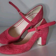 Radley Hot Pink Mary Jane 50s Style Suede Shoes Size 5 and Free Matching Bag