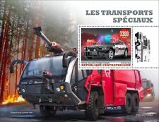 DODGE CHARGER Police Car & Rosenbauer Panther Stamp Sheet (2022 Central Africa)