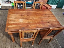 Solid Oak Dinner Table with 4 Solid Chairs Dining Set