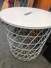 Ikea KVISTBRO modern white mesh laundry bin basket coffee side table storage 44c