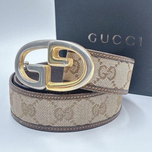 Gucci canvas buckle belt - gg, g