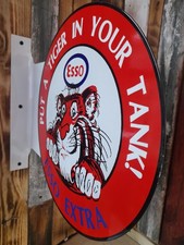 Esso,tiger,oil,automobilia,gift,mancave,garage,shed,steel,metal,wall,flange,sign