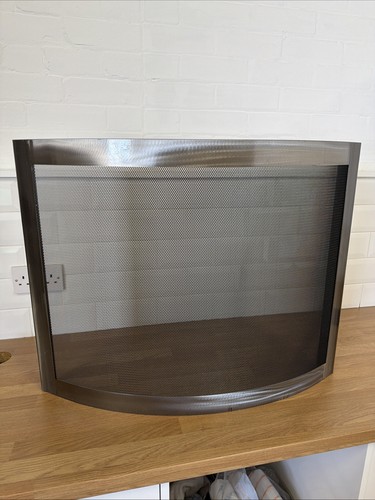 Nickel curved metal fire guard - nickel,