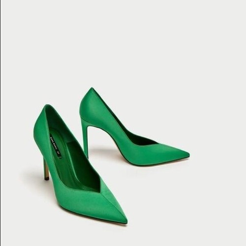 Zara green satin - zara, pointed