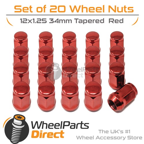 Red wheel nuts 12x1 - nuts, 12x1.25