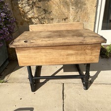 Vintage Sloped School Desk And Attached  Seat Which Lifts Up 55cm Tall