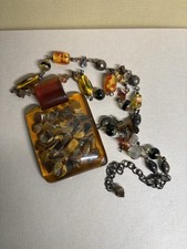 1979s Amber Resin Beaded