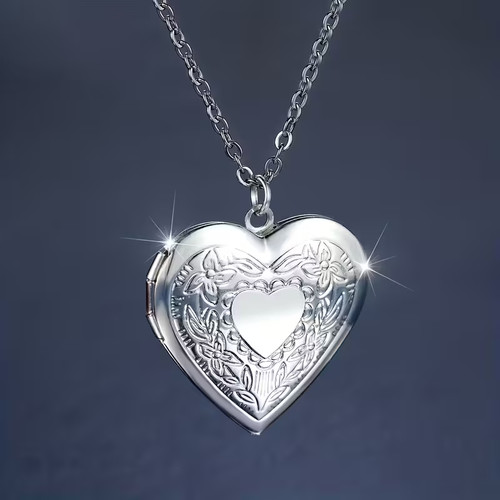 Heart photo locket - locket, silver