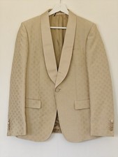 Gucci Mens Blazer Dinner Beige Horsebit Jacquard Blazer Shawl lapel Noisette 321