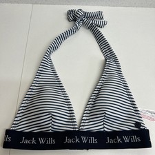 Jack Wills Bikini Top Womens UK Size 8 Blue And White Striped TieTop New No Tags
