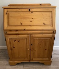 Pine Bureau Writing Desk with Drawers and Key Lock