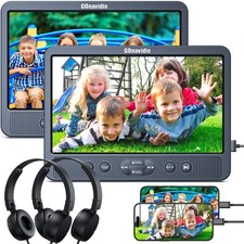 2x10.5" HD Car Headrest Vehicle DVD Player with Mount HDMI USB SD with Headsets