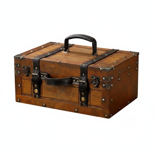 Vintage wooden suitcase box - suitcase,