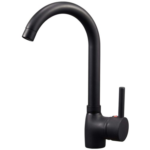 Elegant matt black kitchen - black, tap