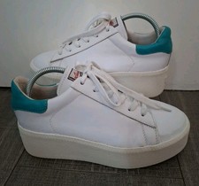 ASH Cult Platform Trainers White Leather Green Heel UK Size 6 Limited By Ash