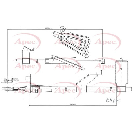 Apec handbrake cable left - handbrake,