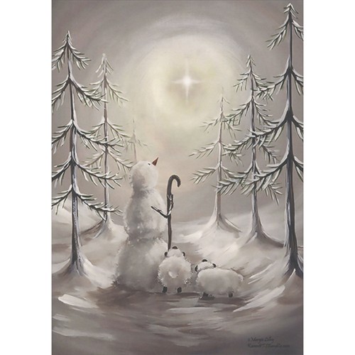 Snowman shepherd and sheep - snowman,