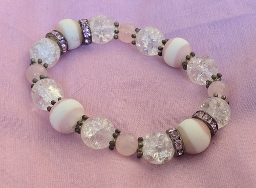 White clear beaded - &, stretch