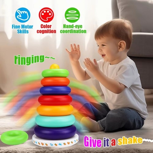 Rainbow stacking musical toy - rainbow,