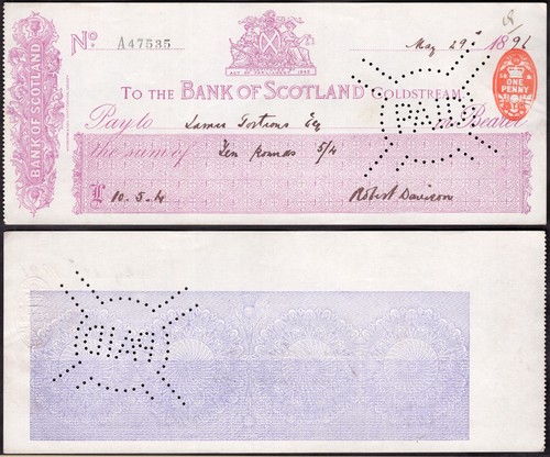 Bank scotland cheque - of,