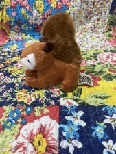 Living Nature 4” Red Squirrel Soft Toy Bushy Tail Plush Lying Flat Rare